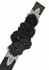 Flower Girl Chiffon Rhinestone Sash Belt Black