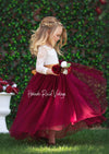 burgundy tulle flower girl dresses