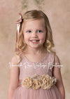 Flower Girl Chiffon Rhinestone Sash Belt Champagne