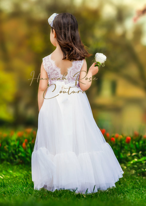 White Flower Girl Dress Sleeveless
