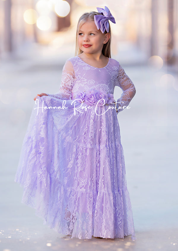 lavender lace flower girl dress lilac