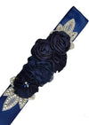 Flower Girl Chiffon Rhinestone Sash Belt Navy