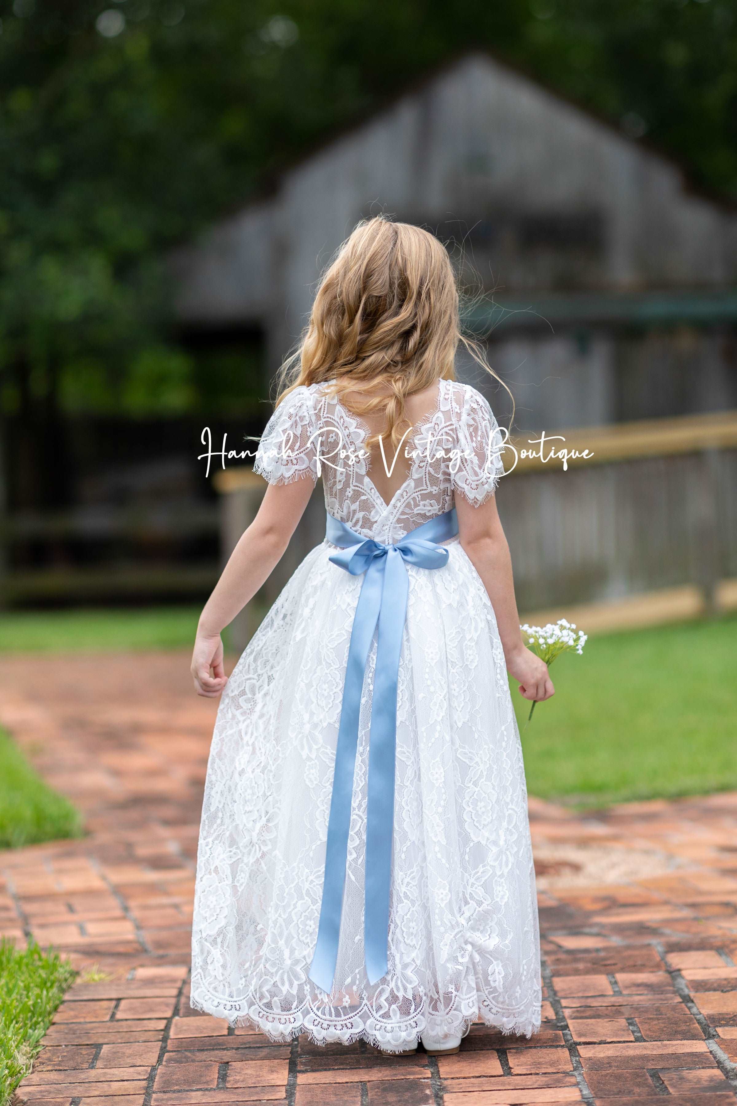 Ivory Layered Lace Boho Flower Girl Dress