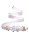 Flower Girl Chiffon Rhinestone Sash Belt White