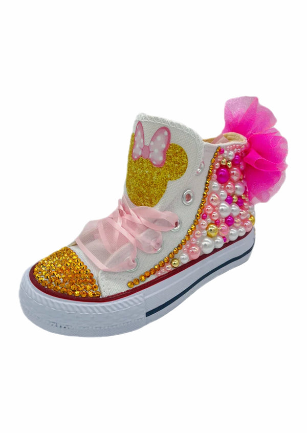 Toddler girl Kids bling Mouse High top shoes