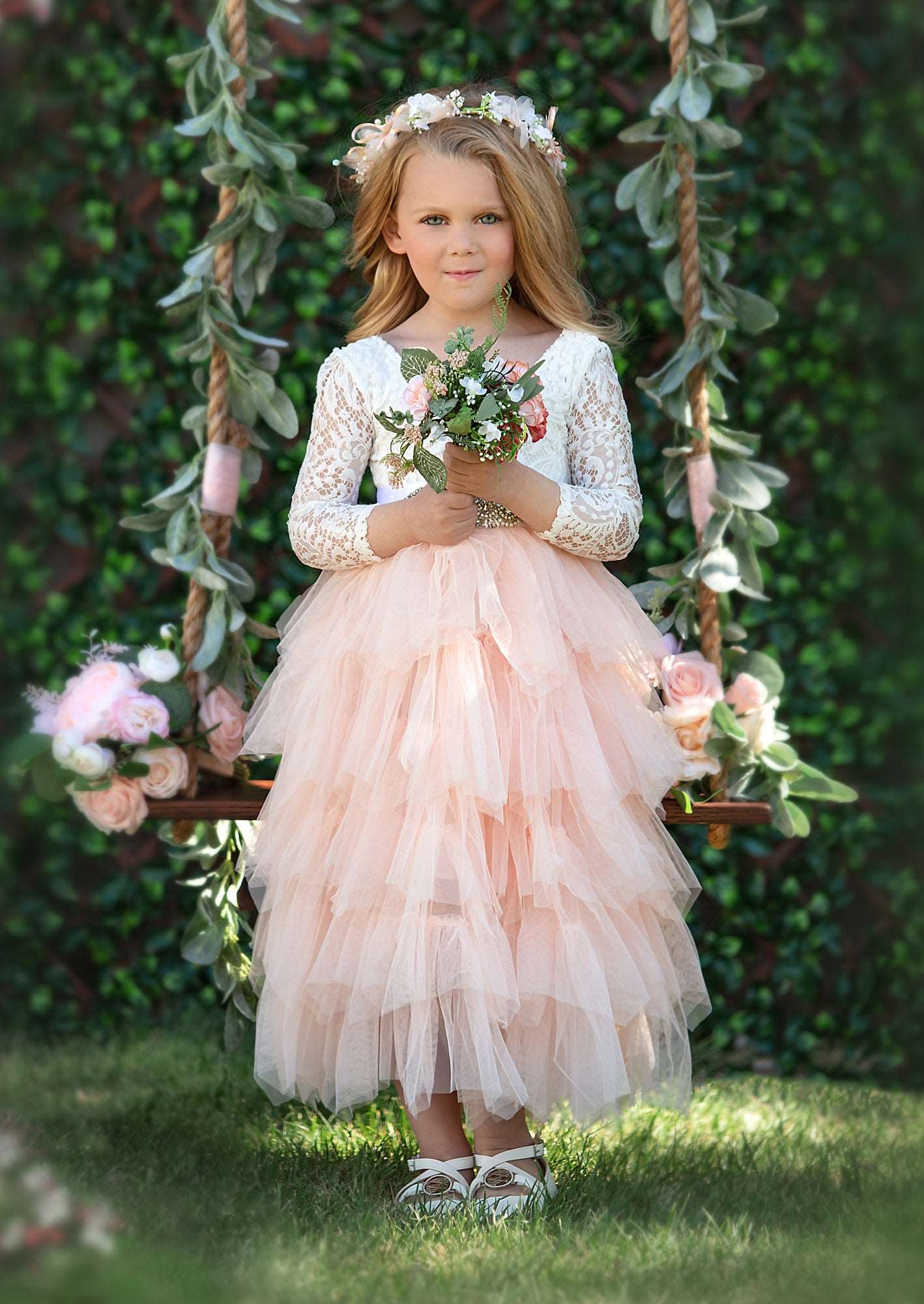 Isla Dress Ivory Tulle Dress Girl Ivory Tea Length Flower Girl