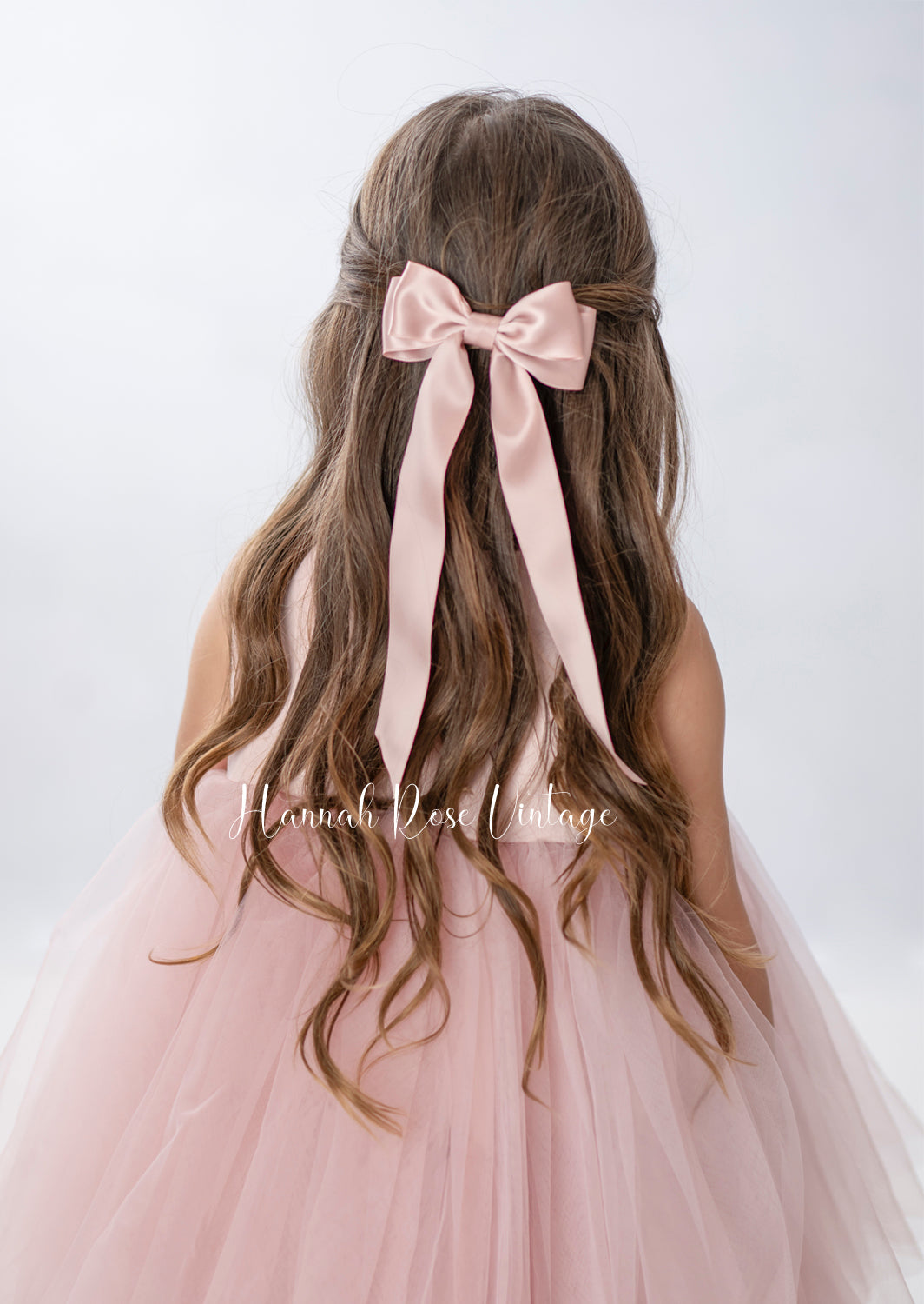 Silk Hair Bows, Flower Girls Blush Silk Bows, Blush Pink Silk Hair