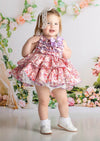 Vintage Ruffle Floral Dress Rose Lavevender
