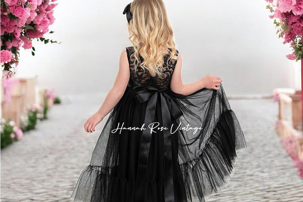 Elegantly Enchanting: Stylish Black Flower Girl Dresses for Your Dream Wedding!