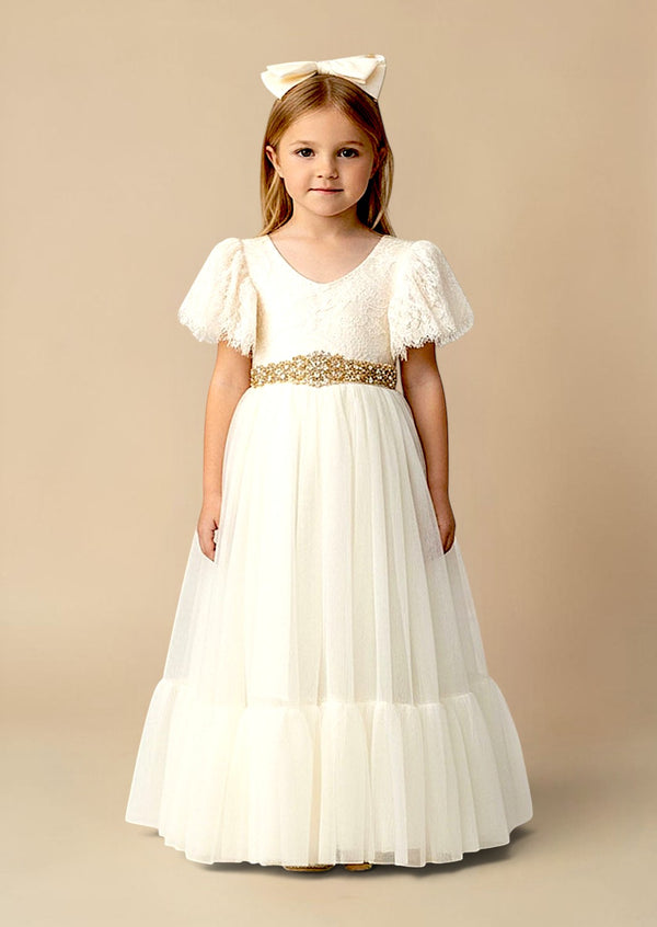 Elegant Ivory Flower Girl Dress