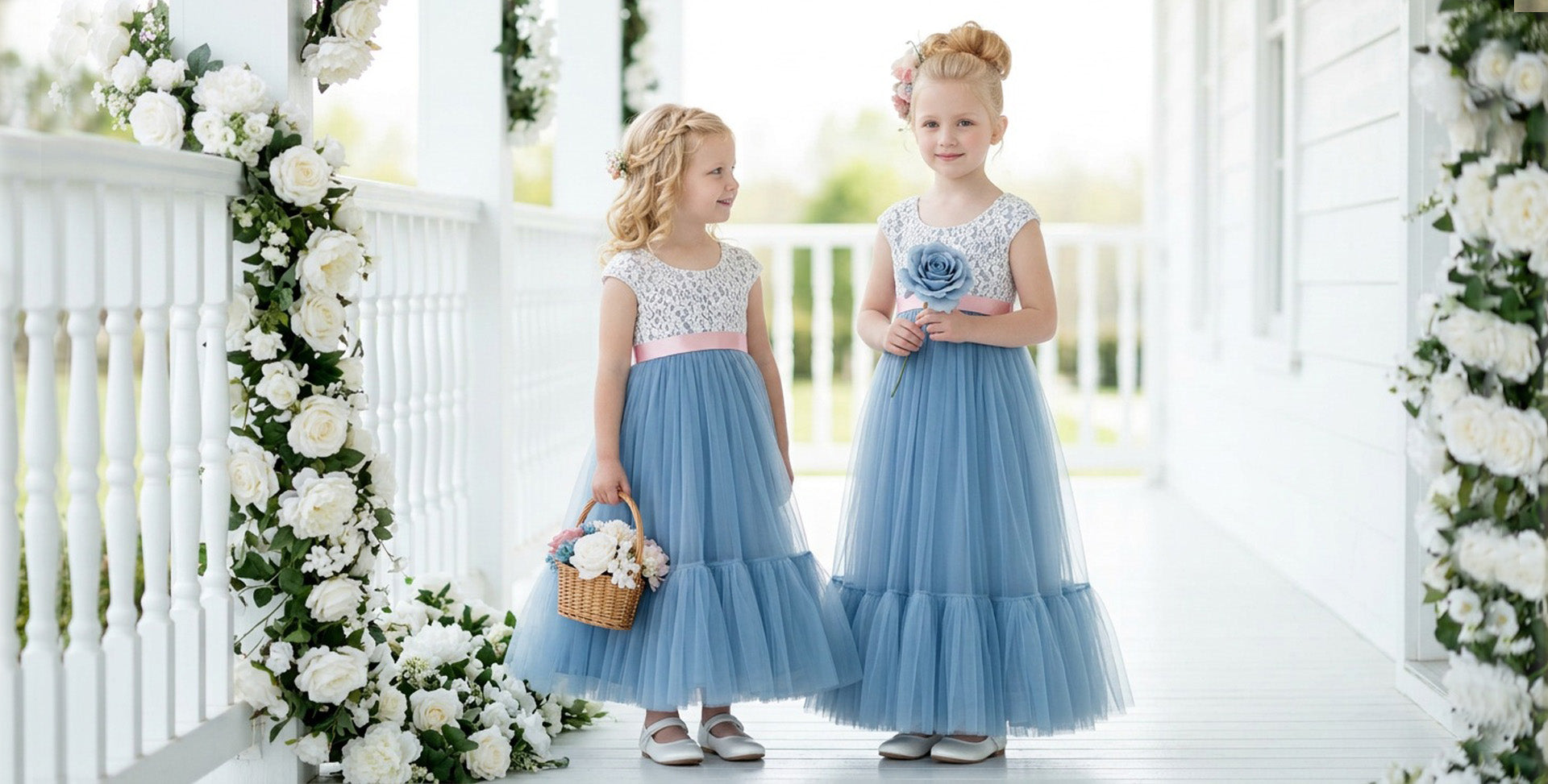 Dusty Blue flower girl dresses