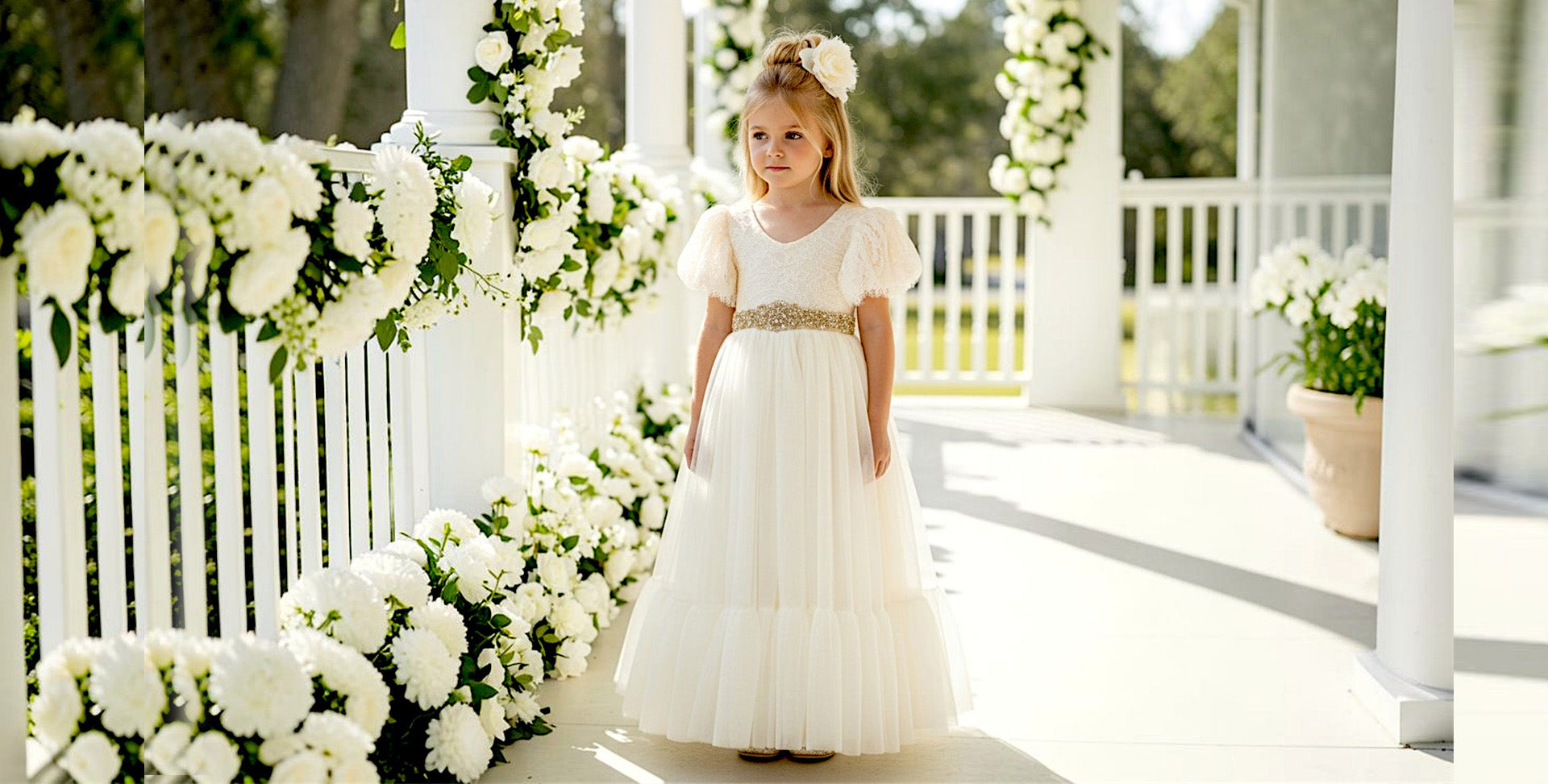 Elegant Ivory Flower Girl Dress