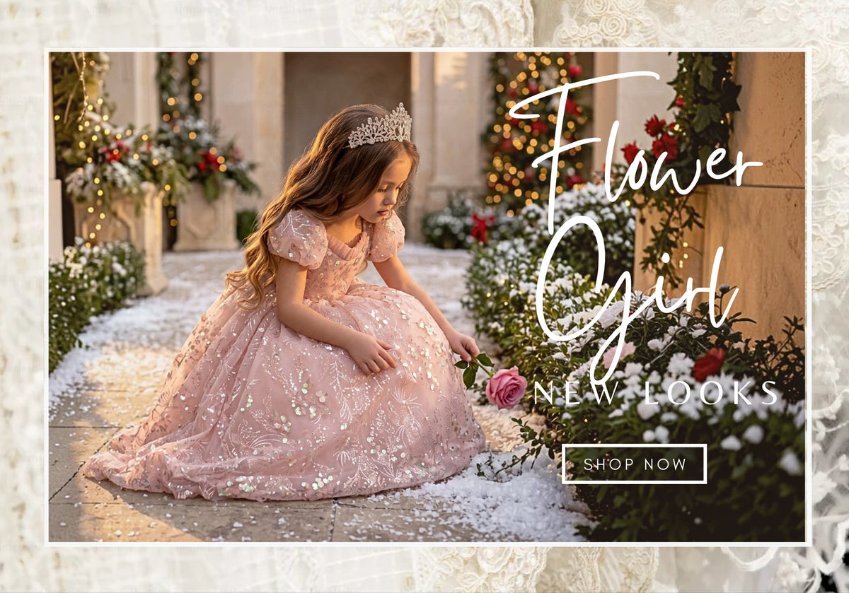 Blush Sparkly Flower Girl Dresses