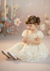 Elegant Ivory Lace Flower Girl Baptism Dress Babies Toddlers Weddings
