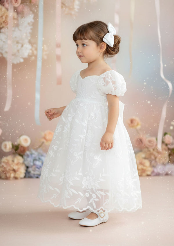 Elegant White Lace Flower Girl Baptism Dresses for Babies, Toddlers