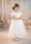 Elegant White Lace Flower Girl Baptism Dresses for Babies, Toddlers