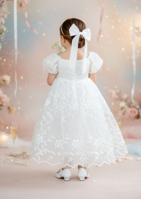Elegant White Lace Flower Girl Baptism Dresses for Babies, Toddlers