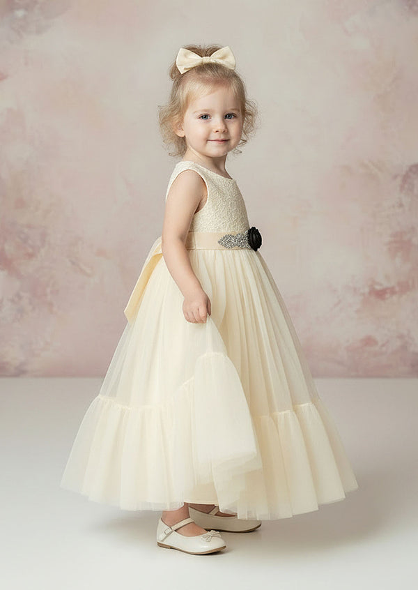 Toddler Sleeveless Mermaid Flower Girl Dress in Ivory | Spring Wedding