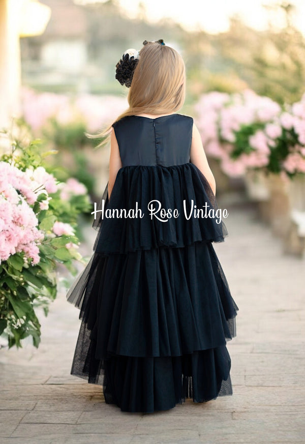 Black Layered Flower Girl Dress