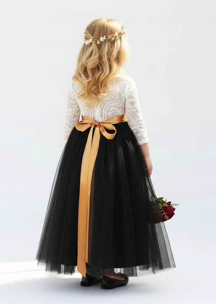 Black Lace & Tulle Flower Girl Dress