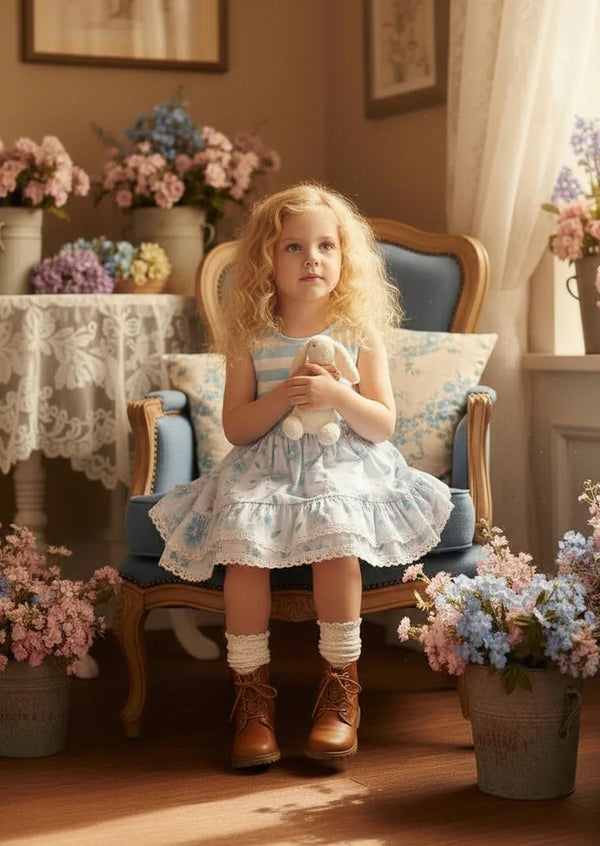 toddler girls casual twirl dress outfit in blue Sizes 2T to girls size 8