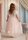 Short Sleeve Blush Tulle Toddler Girl Boho Flower Girl Dresses
