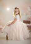Short Sleeve Blush Tulle Toddler Girl Boho Flower Girl Dresses
