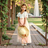 Short Sleeve Tulle Boho Flower Girl Dresses in Blush