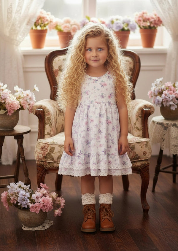 Maribelle Dress — Lavender Butterflies & Flower