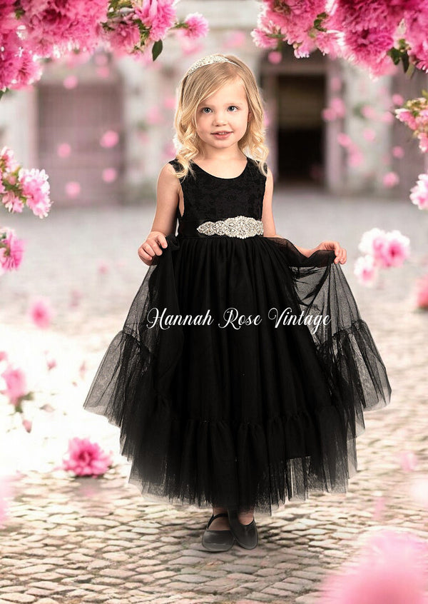 Black flower girl dresses