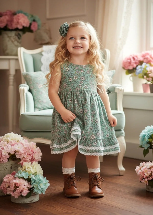 durable toddler outfits - toddler green twirl dress