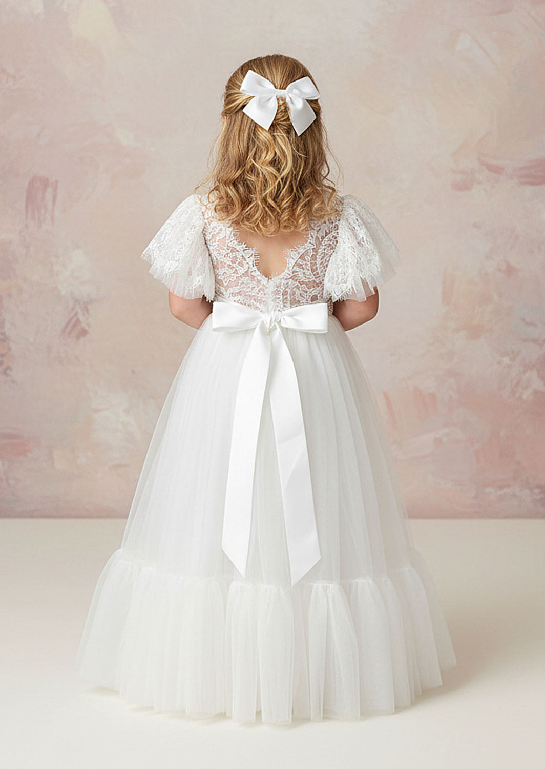 Our elegant white vintage-inspired flower girl dress is designed for elegant weddings and heirloom-styled shoots, for both baby, toddlers, girls & Jr Bridesmaids