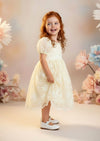Girls ivory communion dress with lace details and soft tulle skirt