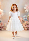 Grace Knee Length Lace Flower girl Dress in White