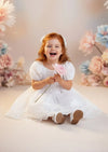 Grace Knee Length Lace Flower girl Dress in White