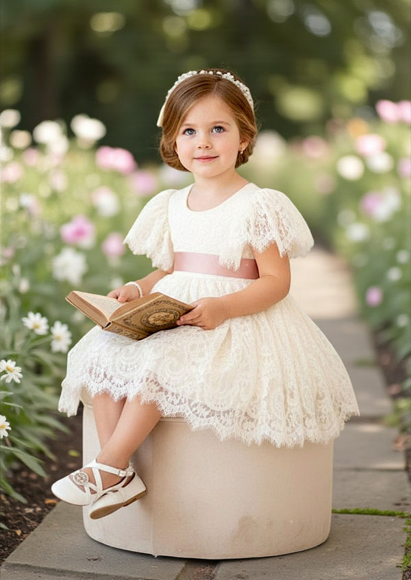 Ivory Knee‑Length Flower Girl Dress Rustic & Boho