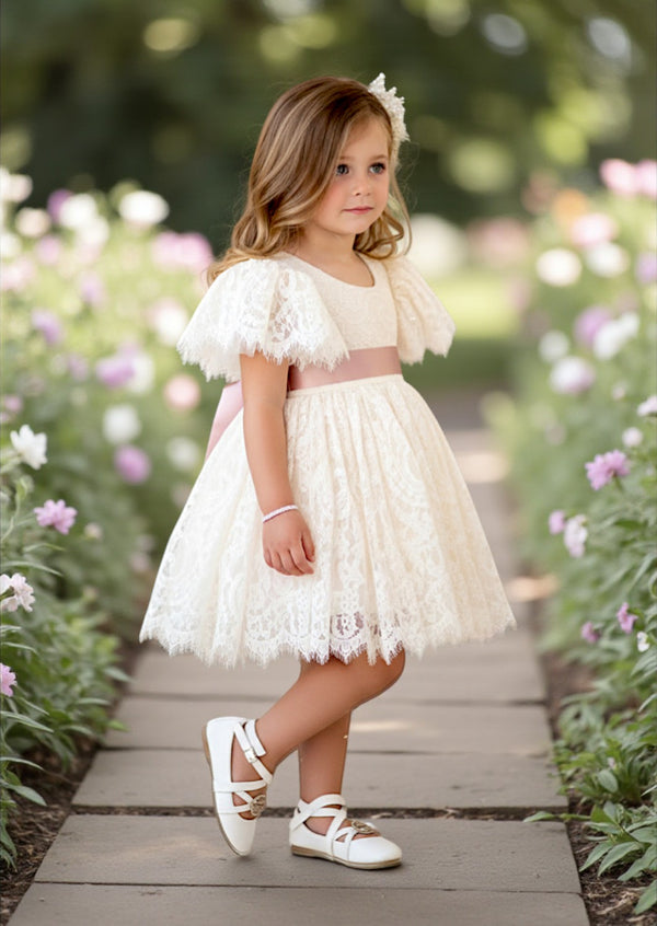 Ivory Knee‑Length Flower Girl Dress Rustic & Boho