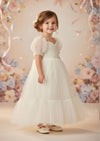 Toddler Elegant Ivory Puff Sleeve Flower Girl Dresses for Weddings & Occasions