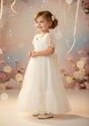 Elegant Ivory Puff Sleeve Flower Girl Dresses for Weddings & Occasions