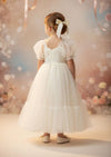 Elegant Ivory Puff Sleeve Flower Girl Dresses for Weddings & Occasions