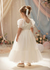 Elegant Ivory Puff Sleeve Flower Girl Dresses for Weddings & Occasions