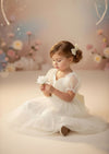 Elegant Ivory Puff Sleeve Flower Girl Dresses for Weddings & Occasions