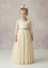 Elegant Ivory Allover Lace Toddler flower girl dress is the perfect choice for both modern and boho wedding themes.  Beautiful for garden and destination weddings too.
