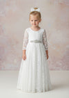 Shop our enchanting white lace dress flower girl dress blends bohemian spirit with vintage grace. Featuring sheer lace long sleeves