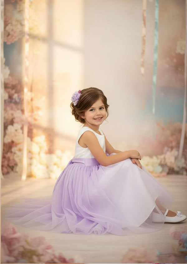 Sleeveless Toddler Boho Lavender Flower Girl Dresses Spring Weddings