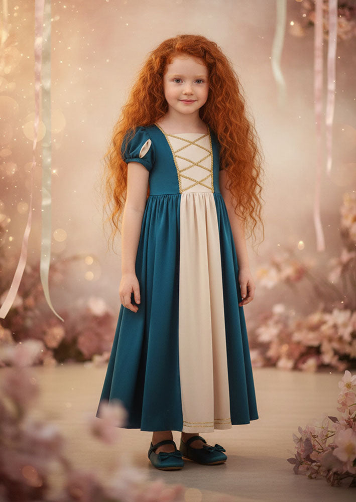Toddler Girl Medieval Princess Costume Dress - Merida for Halloween Dress up, Make believe