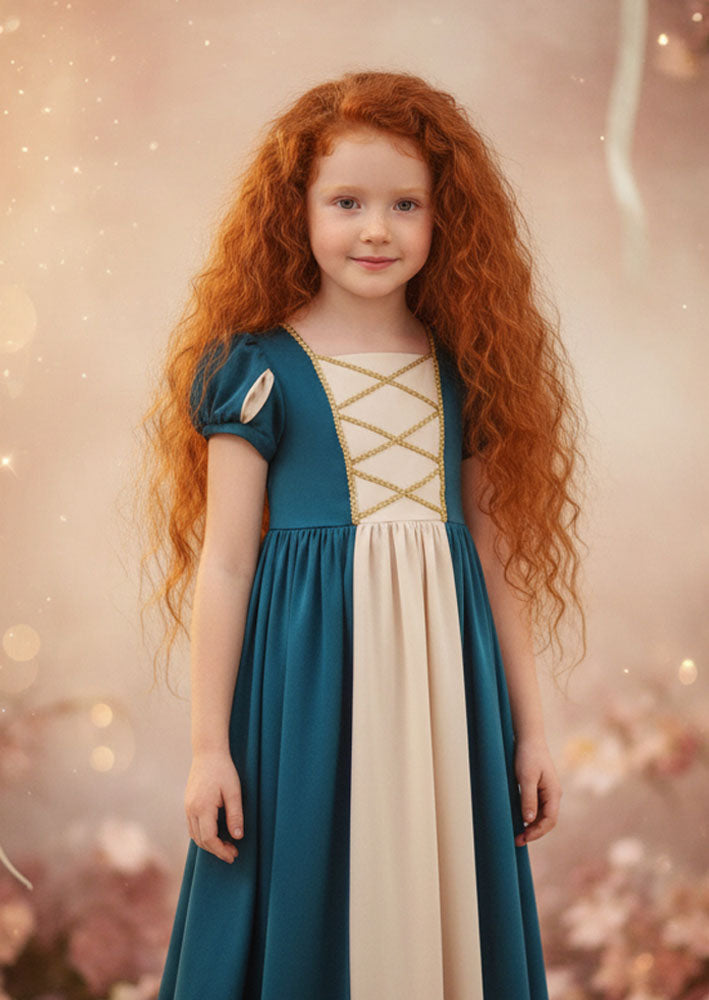 Toddler Girl Medieval Princess Costume Dress - Merida for Halloween Dress up, Make believe