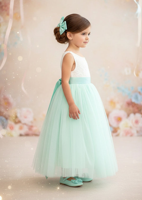 Toddler Sleeveless Boho Flower Girl Dresses in Aqua Mint