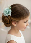 Flower Girl Flower Hair Clip in Aqua Mint for weddings