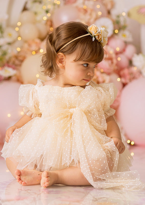 Faya Swiss Dot Romper || Cream